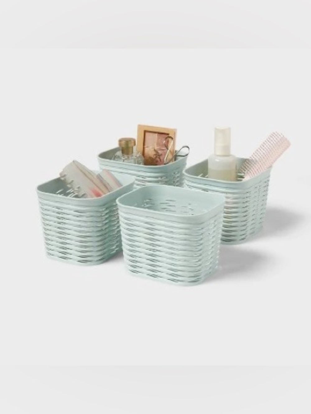 Brightroom 4 Pack Wave Mini Decorative Basket Mint Green